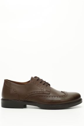 کفش کلاسیک قهوه ای مردانه چرم طبیعی پاشنه کوتاه ( 4 - 1 cm ) پاشنه ساده کد 767618810