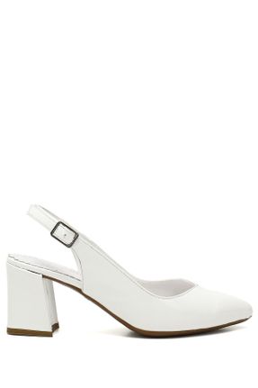 کفش پاشنه بلند کلاسیک سفید زنانه چرم طبیعی پاشنه ضخیم پاشنه متوسط ( 5 - 9 cm ) کد 692389767