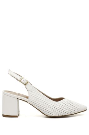 کفش پاشنه بلند کلاسیک سفید زنانه چرم مصنوعی پاشنه ضخیم پاشنه متوسط ( 5 - 9 cm ) کد 94545751