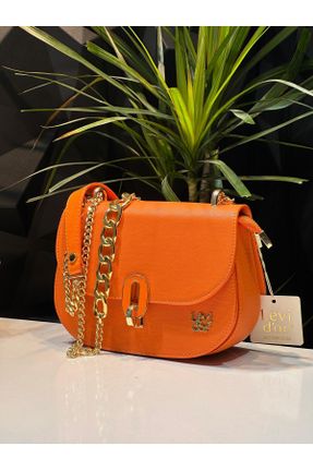 کیف دوشی نارنجی زنانه چرم مصنوعی کد 837160780