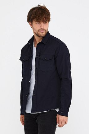 پیراهن سرمه ای مردانه اورسایز DAMGA JEANS - کد 160914943