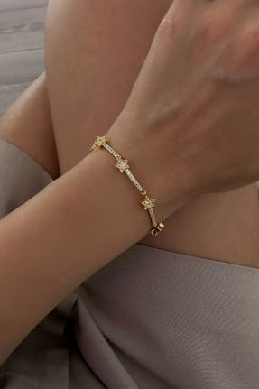 دستبند جواهر طلائی زنانه برنز کد 837202179