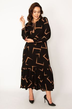 لباس سایز بزرگ مشکی زنانه ویسکون رگولار بافتنی کد 320156861