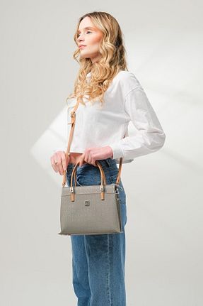 کیف دوشی طوسی زنانه چرم مصنوعی Just Polo - کد 294812011