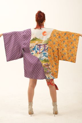 کیمونو بنفش زنانه پلی استر بافتنی طرح دار کد 126217766