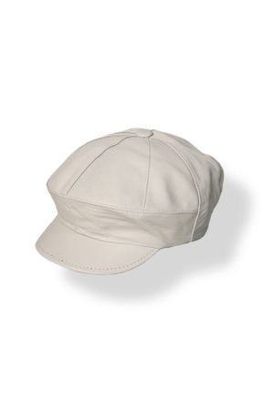 کلاه سفید زنانه چرم طبیعی کد 784067856