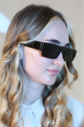 عینک آفتابی مشکی زنانه 48 UV400 استخوان مات هندسی کد 87573446
