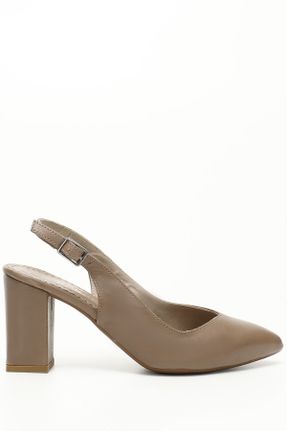 کفش پاشنه بلند کلاسیک قهوه ای زنانه چرم طبیعی پاشنه ضخیم پاشنه متوسط ( 5 - 9 cm ) کد 744115794