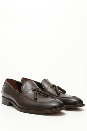 کفش کلاسیک قهوه ای مردانه چرم طبیعی پاشنه کوتاه ( 4 - 1 cm ) پاشنه ضخیم کد 412351832