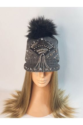 کلاه پشمی طوسی زنانه اکریلیک Senbeno Design - کد 787402790