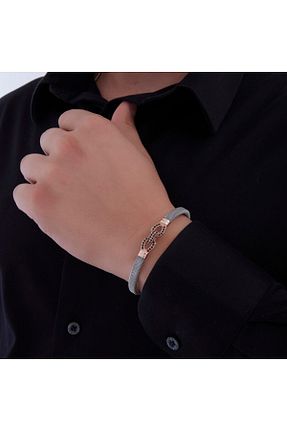 دستبند نقره صورتی مردانه 925 عیار vogutima - کد 778873911