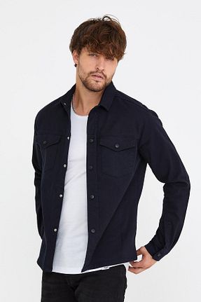 پیراهن سرمه ای مردانه رگولار DAMGA JEANS - کد 160914943