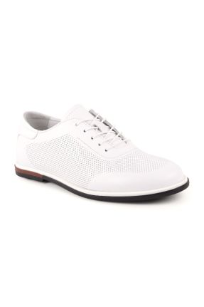 کفش کژوال سفید مردانه چرم طبیعی پاشنه کوتاه ( 4 - 1 cm ) پاشنه ساده کد 755009533