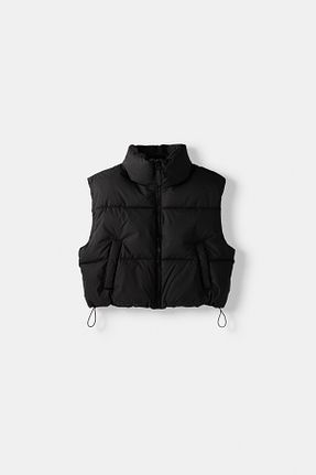 جلیقه مشکی زنانه کراپ Bershka - کد 837329607