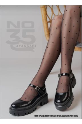 کفش کژوال مشکی زنانه چرم لاکی پاشنه کوتاه ( 4 - 1 cm ) پاشنه نازک کد 800142374