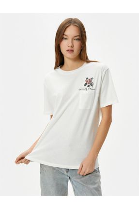 تی شرت نباتی زنانه فرم فیت یقه گرد پنبه (نخی) تکی بیسیک کد 788582017
