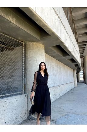 لباس مشکی زنانه توری Sindimoda - کد 837441698