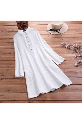 لباس سفید زنانه بافتنی بافت اورسایز بیسیک کد 347673719