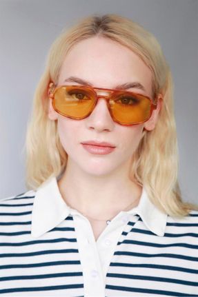 عینک آفتابی نارنجی زنانه 51 UV400 هندسی کد 660450920