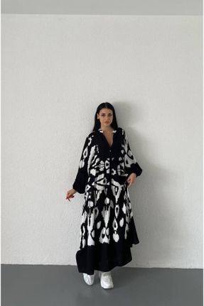 لباس مشکی زنانه اورسایز بافتنی ویسکون کد 813024126