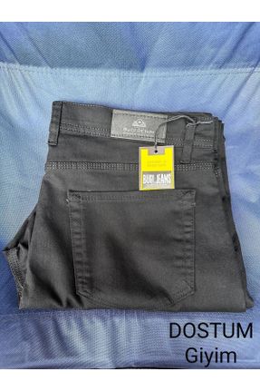 شوار سایز بزرگ مشکی مردانه فاق بلند جین پنبه (نخی) پاچه لوله ای کد 378499097