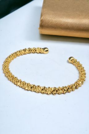 دستبند استیل طلائی زنانه فولاد ( استیل ) کد 811103804