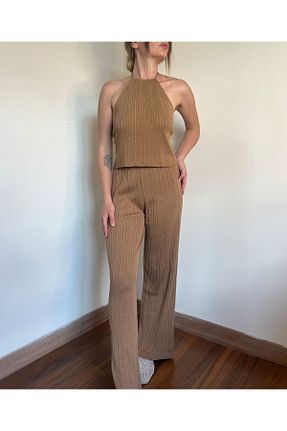 ست بالاتنه و پائین تنه قهوه ای زنانه بافتنی Volumex - کد 837324826