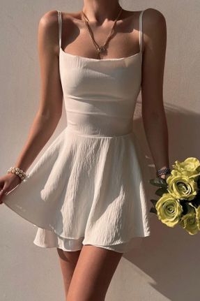 لباس سفید زنانه بافتنی ویسکون بند دار کد 298753917