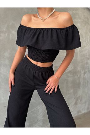 ست بالاتنه و پائین تنه مشکی زنانه بافت ubmbutik - کد 814612785