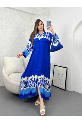 لباس آبی زنانه لباس پیراهنی بافتنی ویسکون کد 813961461