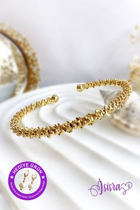 دستبند استیل طلائی زنانه فولاد ( استیل ) کد 749191453