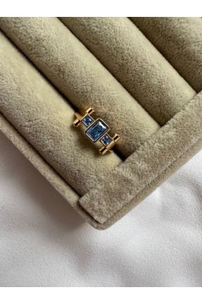 انگشتر جواهر آبی زنانه روکش طلا کد 706513704