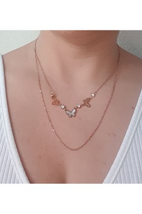 گردنبند استیل ( فولاد ) صورتی زنانه استیل (فولاد) Pinkimaj - کد 791255748