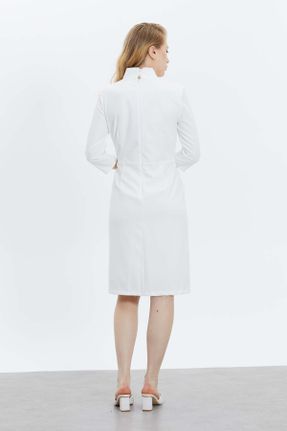لباس سفید زنانه کرپ راحت آستین سه ربع اداری کد 837461209