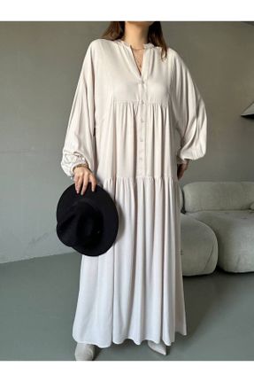 لباس بژ زنانه اورسایز بافتنی ویسکون کد 836910101
