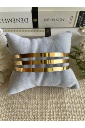 دستبند استیل طلائی زنانه فولاد ( استیل ) کد 837481523
