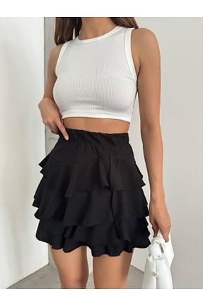 دامن مشکی زنانه مخلوط ویسکون Oyer Moda - کد 821223649