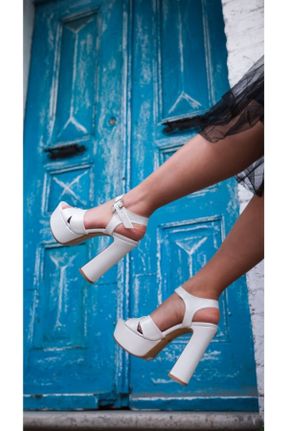 کفش مجلسی سفید زنانه چرم مصنوعی پاشنه بلند ( +10 cm) پاشنه پلت فرم کد 52506671
