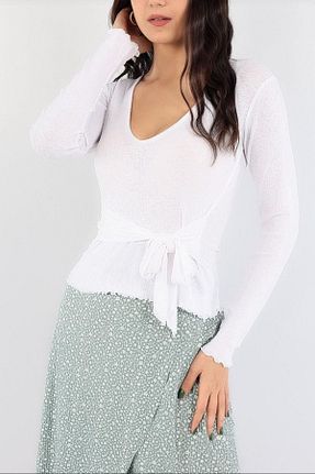 بلوز سفید زنانه ساده KAER GİYİM - کد 765660433