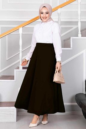 دامن قهوه ای زنانه بافتنی EBRUTESETTÜR - کد 817940971