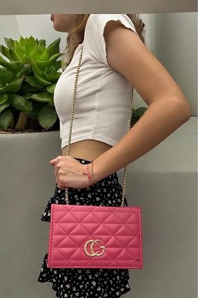 کیف دوشی صورتی زنانه چرم مصنوعی Labarna - کد 835283391