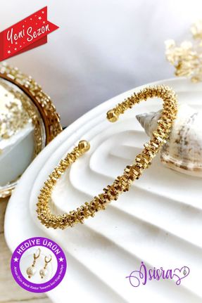 دستبند استیل طلائی زنانه فولاد ( استیل ) کد 749191453