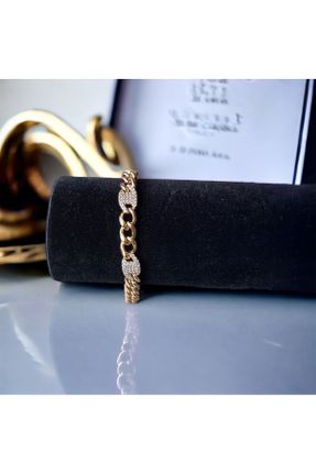 دستبند استیل طلائی زنانه فولاد ( استیل ) کد 807331808