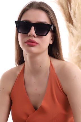 عینک آفتابی مشکی زنانه 52 UV400 آستات سایه روشن هندسی کد 783893911