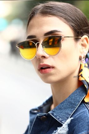 عینک آفتابی طلائی زنانه UV400 Babafiyatlar - کد 837364410