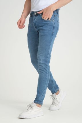 شلوار جین آبی مردانه پاچه تنگ جین بلند کد 836320057