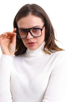 عینک آفتابی مشکی زنانه 50 UV400 استخوان مات مستطیل کد 469746882