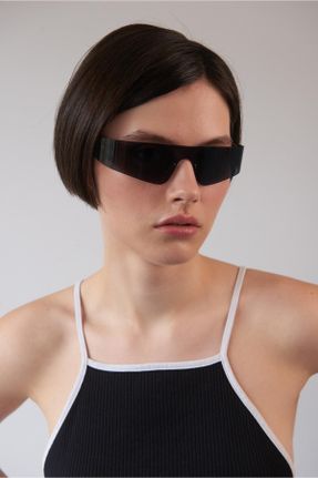 عینک آفتابی مشکی زنانه 61 UV400 مستطیل کد 366016324
