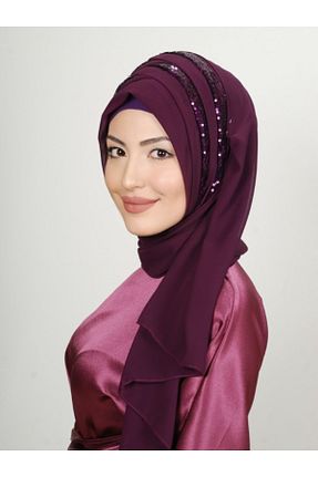 روسری بنفش شیفون Yasmin S