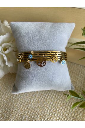 دستبند استیل طلائی زنانه فولاد ( استیل ) کد 837497570